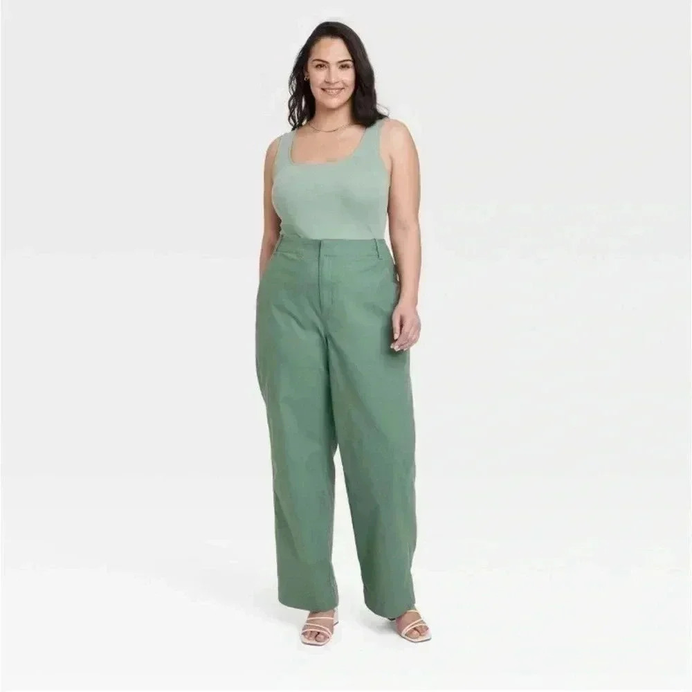 Women's‎ Mid-Rise Relaxed Straight Leg
Chino Pants - A New Day™ Olive 17